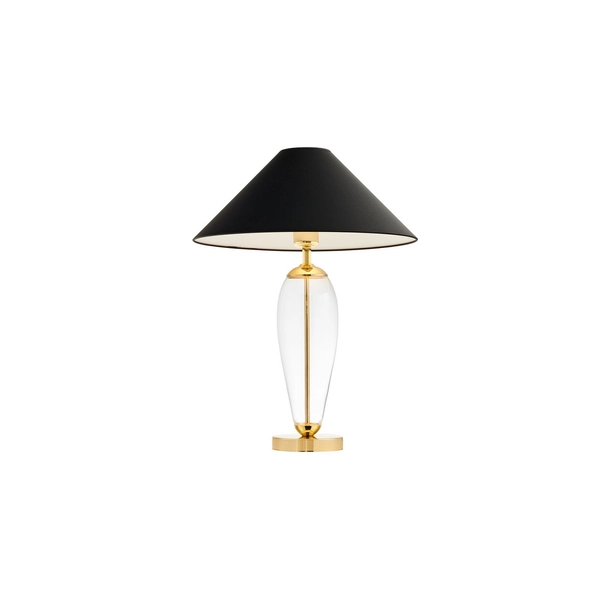 Kaspa - lampa stołowa Rea Gold - szklana podstawa, wysokość 60 cm, czarno - złota